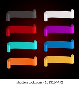 Vector ribbons banners. Illustration set of multicolor tape. Color black and white elements