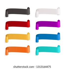 Vector ribbons banners. Illustration set of multicolor tape. Color black and white elements