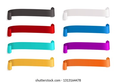 Vector ribbons banners. Illustration set of multicolor tape. Color black and white elements