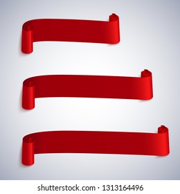 Vector ribbons banners. Illustration set of red tape. Color elements