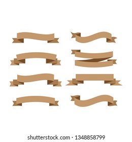 Vector ribbons banners isolated on White background. Set brown ribbons - Vector