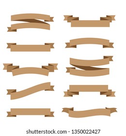 Vector ribbons banners isolated on White background. Set brown ribbons - Vector