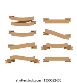 Vector ribbons banners isolated on White background. Set brown ribbons - Vector