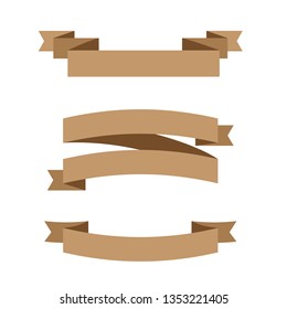Vector ribbons banners isolated on White background. Set brown ribbons - Vector