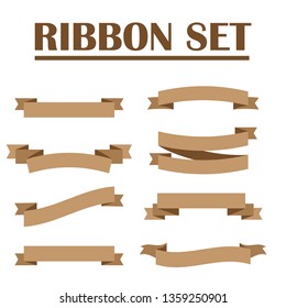 Vector ribbons banners isolated on White background. Set brown ribbons - Vector