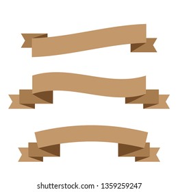 Vector ribbons banners isolated on White background. Set brown ribbons - Vector