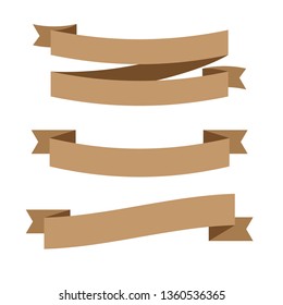 Vector ribbons banners isolated on White background. Set brown ribbons - Vector