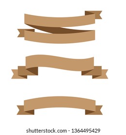 Vector ribbons banners isolated on White background. Set brown ribbons - Vector