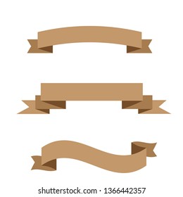 Vector ribbons banners isolated on White background. Set brown ribbons - Vector