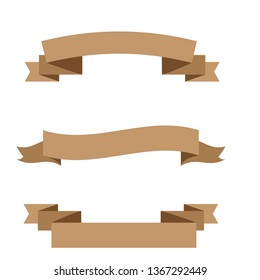 Vector ribbons banners isolated on White background. Set brown ribbons - Vector