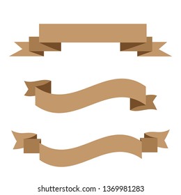 Vector ribbons banners isolated on White background. Set brown ribbons - Vector