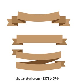 Vector ribbons banners isolated on White background. Set brown ribbons - Vector