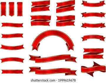 Vector ribbons and banners isolated on white background. Set of red vector ribbons and banners.