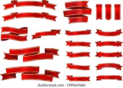 Vector ribbons and banners isolated on white background. Set of red vector ribbons and banners.