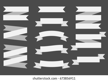 Vector ribbons banners isolated on black Background. White.