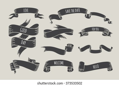 Vector ribbons, banners and labels design elements