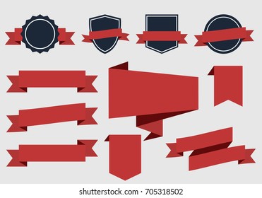 Vector Ribbons Banners Labels Set Stock Vector (Royalty Free) 705318502 ...