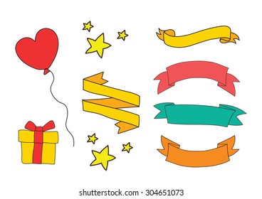 vector ribbons cartoon freehand drawing