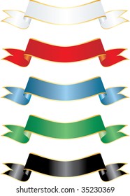 vector ribbons in five colors