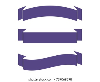 Vector ribbons in flat colors. Vector banners ribbons. Set of 3 ribbons