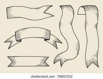 Vector ribbons. hand drawing