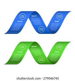 Vector ribbons infographic design elements. Template for diagram, graph, presentation and chart. Business concept with 3 options, parts, steps or processes. Blue and green colors