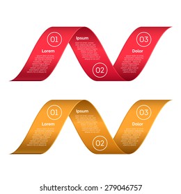 Vector ribbons infographic design elements. Template for diagram, graph, presentation and chart. Business concept with 3 options, parts, steps or processes. Red and orange or yellow colors