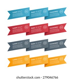 Vector ribbons infographic design elements. Template for diagram, graph, presentation and chart. Business concept with 3 options, parts, steps or processes. 