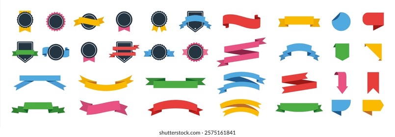 Vector ribbons and labels, vector 10 eps.