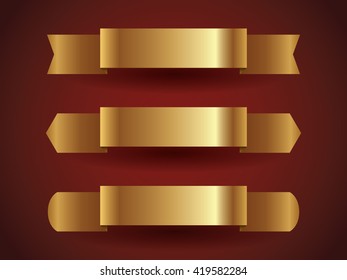 Vector ribbons on red isolated background
