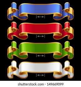 Vector Ribbons set 12. varicolored banners isolated on black background