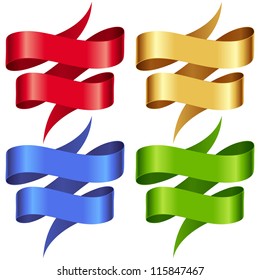 Vector Ribbons set. Multicolored banners isolated on white background