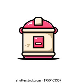 diseño de ilustración de la olla de arroz vectorial. El diseño de la olla de arroz con un contorno es adecuado para pegatinas, íconos, mascotas, logotipos, imágenes prediseñadas y otros fines gráficos