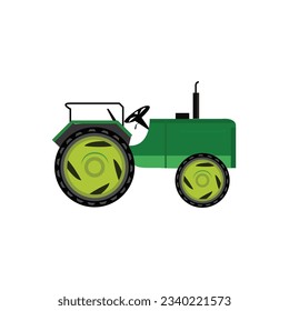 vector rice field tractor, field vehicle, plowing field, on white background. vector illustration