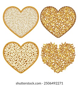 Semilla de arroz de Vector en forma de corazón