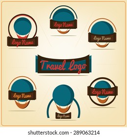Vector rich elegant vintage set of emblems, label badges or logos for travel. Hot air balloon club, sports club, journey club, hobby.