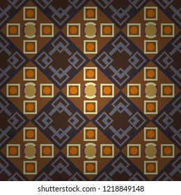 Vector rich ornament. Sloping seamless colorful ornament for design and backgrounds. Kaleidoscopic orient popular style in black, blue and brown colors.
