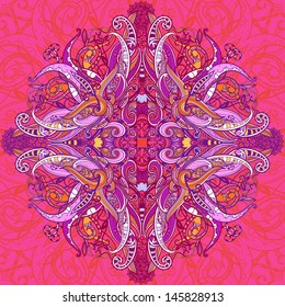 vector rich ornamental circle on a bright pink background