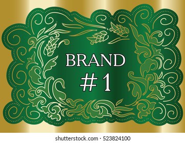 Vector richly decorated green and gold frame decorated in baroque style.