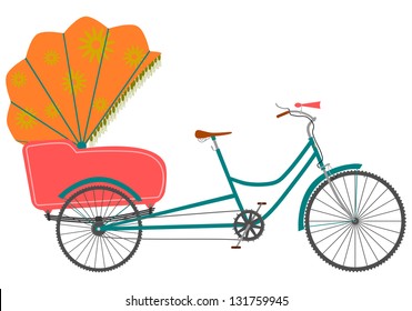 Vector. Rickshaw in a retro style on a white background.