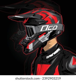 Vector rider motocross helmet mascot logo illustration