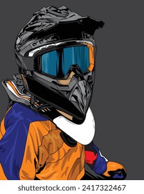 Ilustración del logotipo de la mascota de casco de motocross