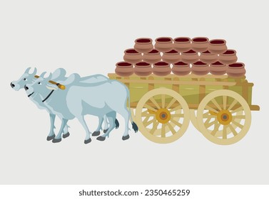 Vector a riding bullock cart