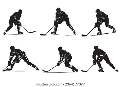 Vector riding ice skates silhouette isolated on white background