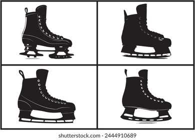 Vector riding ice skates silhouette isolated on white background