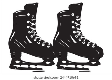 Vector riding ice skates silhouette isolated on white background