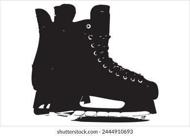 Vector riding ice skates silhouette isolated on white background