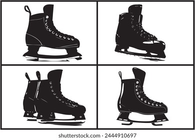 Vector riding ice skates silhouette isolated on white background