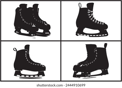 Vector riding ice skates silhouette isolated on white background