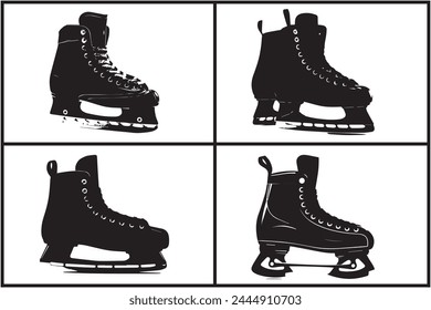 Vector riding ice skates silhouette isolated on white background